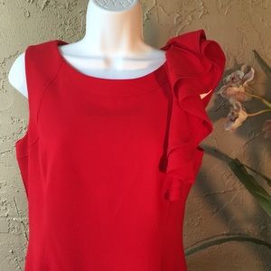 Calvin Klein Ruffled one shoulder Red Dress